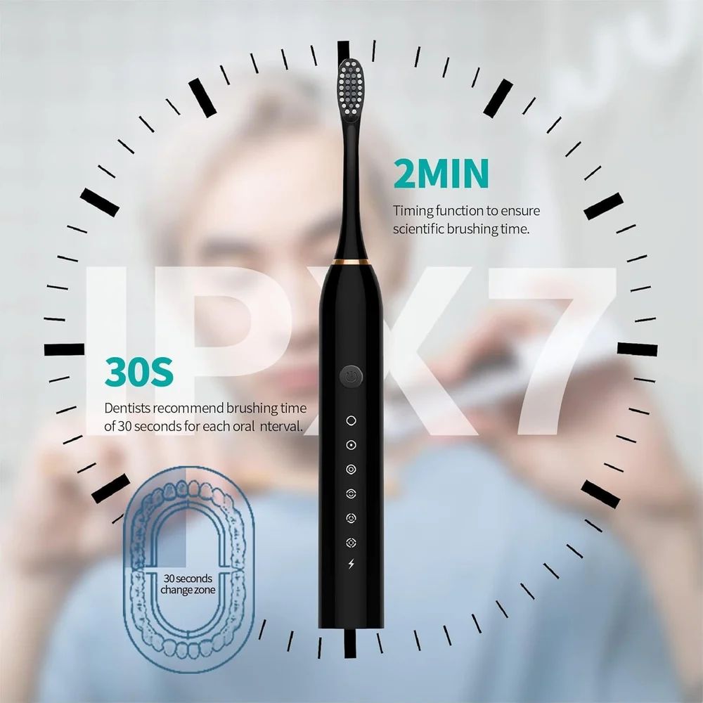 Sonic Electric Rechargeable Toothbrush for Adults (5 Modes, Extra Soft Bristles, 2-Min Timer