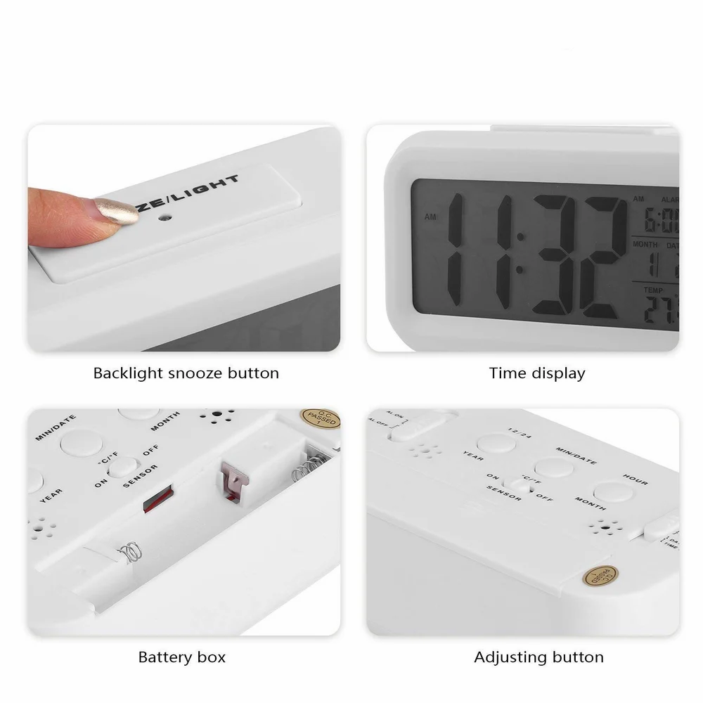 White LED Digital Clock Digital Alarm Clock Table Desk Clock