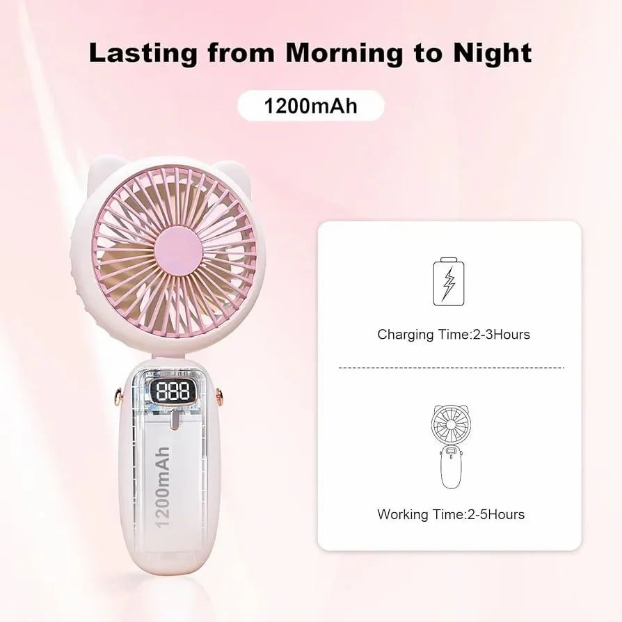 Mini Portable Usb Hand Fan with LED light, Handheld